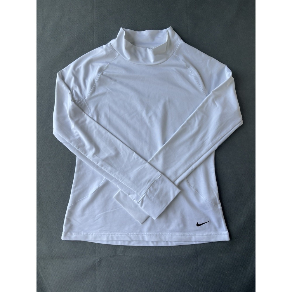 Nike Womens Large White Dri fit Running Cowl Neck Outdoor Thumb Holes - Picture 1 of 7